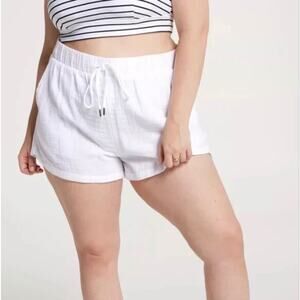 Calia Women's High Waisted Swim Utility Board Short, Pure White, XL